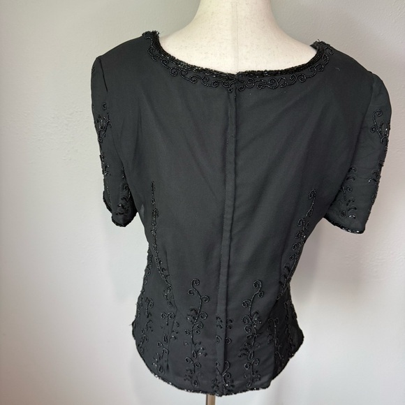 Vintage Elegant Black Beaded Women's Top - Picture 5 of 7